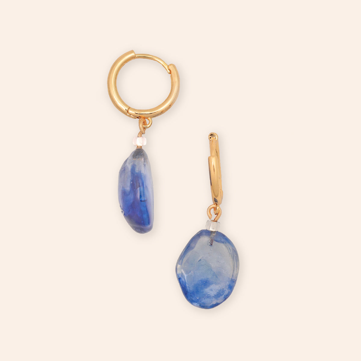 kismo stardust sapphire blue aquamarine drop earrings side view dangle earrings